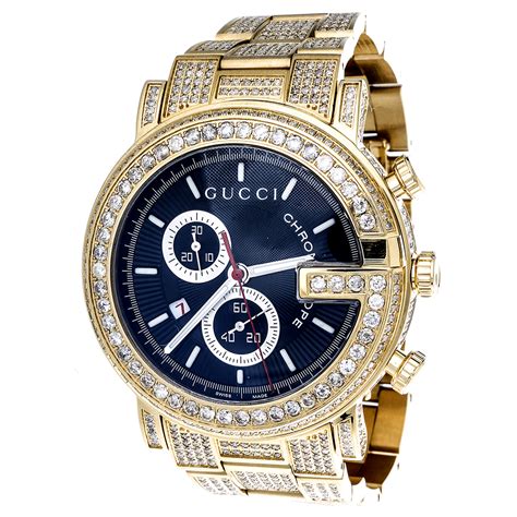 i-gucci digital mens watch gold color|men's gucci watch diamond bezel.